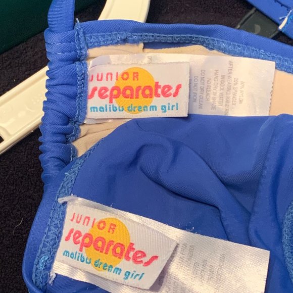 WOMENS - sz 5/6 MALIBU DREAM GIRLS JUNIOR string bikini blue, white belted - Picture 8 of 11